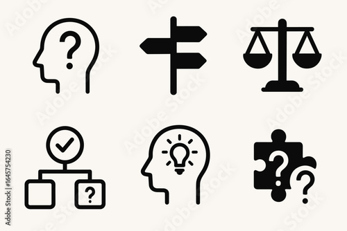 Decision Making Icons – Problem Solving and Critical Thinking