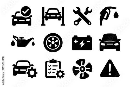 Car Service and Repair Icons – Auto Maintenance Tools and Garage Equipment