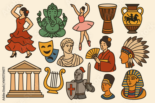 World Culture and History Icons – Art, Dance, Theater, Heritage