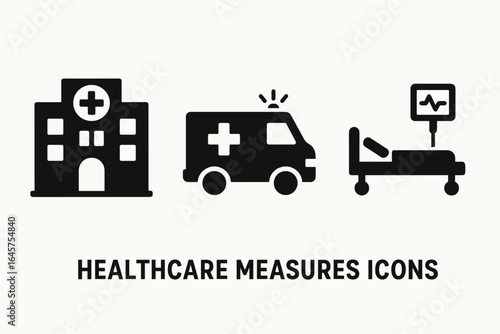 Healthcare Icons Set – Hospital, Ambulance, Patient Care