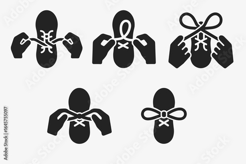 Shoe Lace Icons Set - Stylish and Practical Footwear Accessories