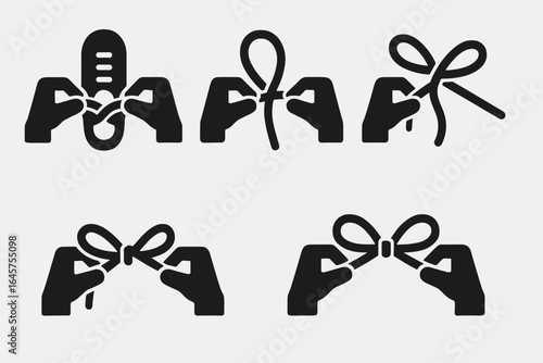 Shoe Lace Icons Set - Stylish and Practical Footwear Accessories