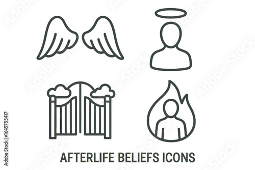 Afterlife Beliefs Icons Set_simple_compose