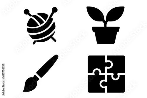 Iconic Hobby Icons Set – Creative Leisure, DIY Crafts, and Popular Pastimes Symbols