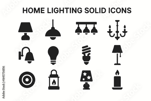 Set of Home Lighting Icons in Minimal Style