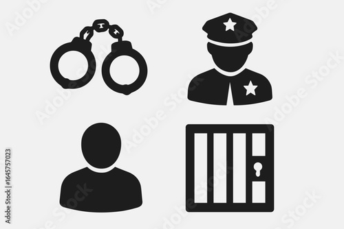 Set of Arrest Icons in Minimal Style