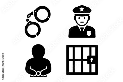 Set of Arrest Icons in Minimal Style