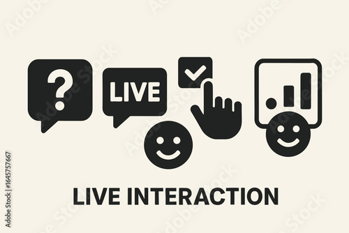 Set of Live Interaction Icons in Minimal Style