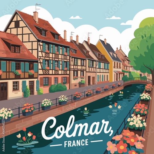 Colmar France Half-Timbered Houses and Canals Poster