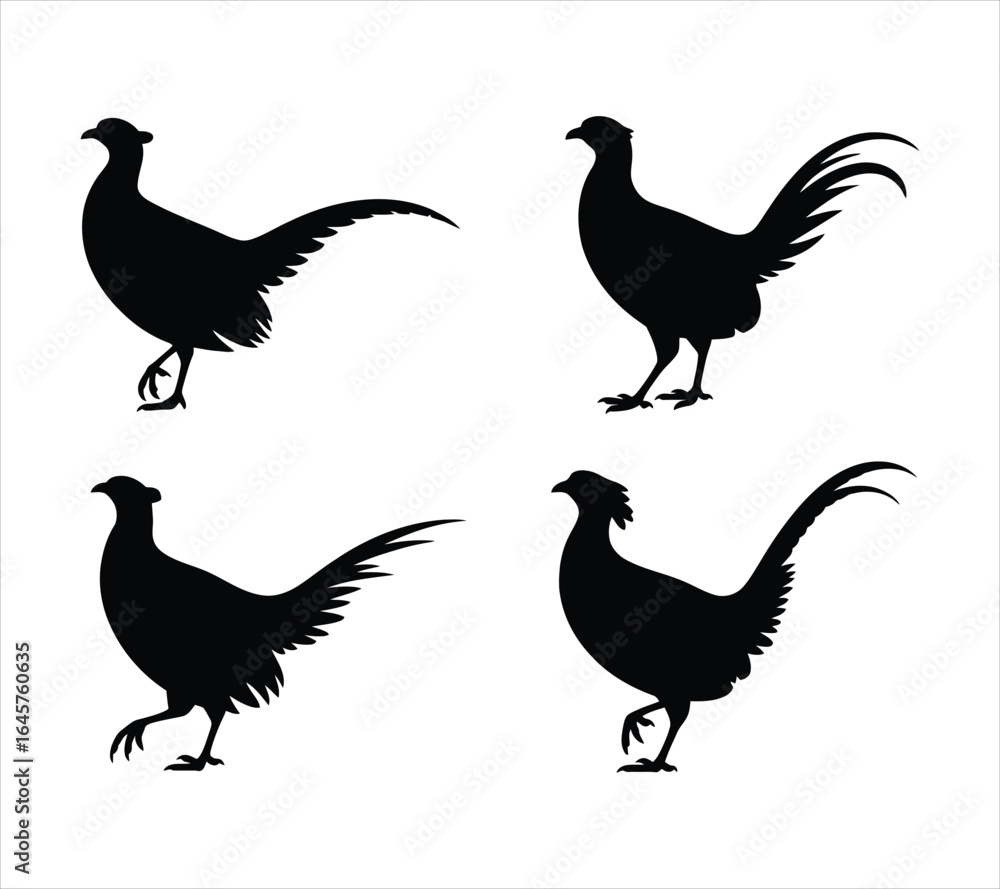 Fototapeta premium Pheasant Bird Shape Vector Silhouettes
