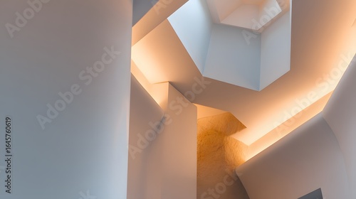 Abstract architectural interior design detail with light and shadow.