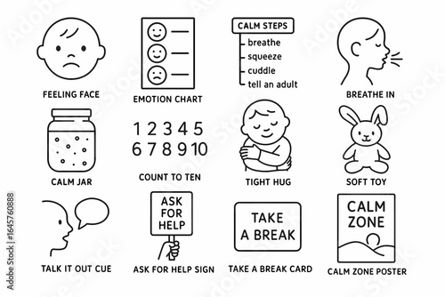 Calm zone tools for emotional regulation in children with visual aids