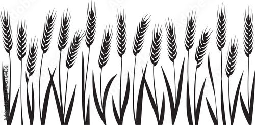  Harvest Wheat Silhouette design features a striking black silhouette of ripe wheat stalks set against a clean white background. 