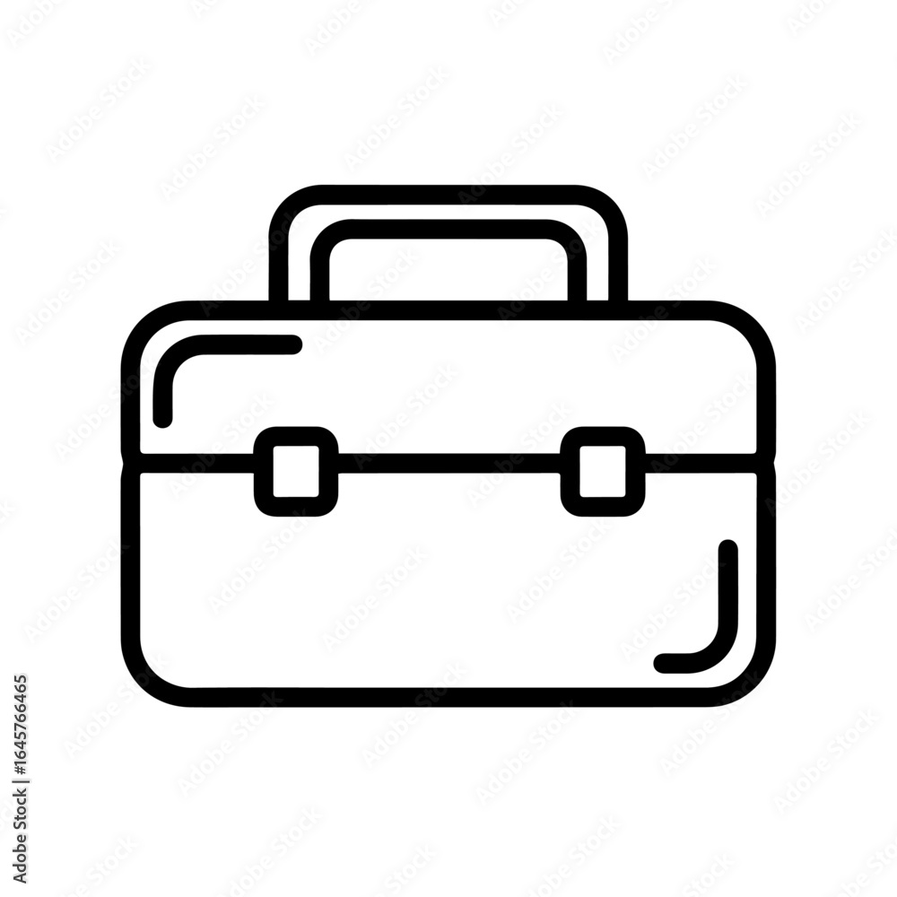 Simple and Clean Line Art Icon of a Briefcase or Toolbox for Business and Work Concepts Simple and Clean Line Art Icon of a Briefcase or Toolbox for Business and Work Concepts