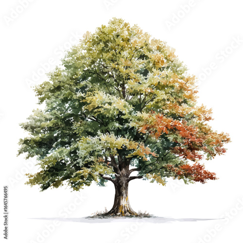 A watercolor painting of Beech Tree, vector illustration on white background.