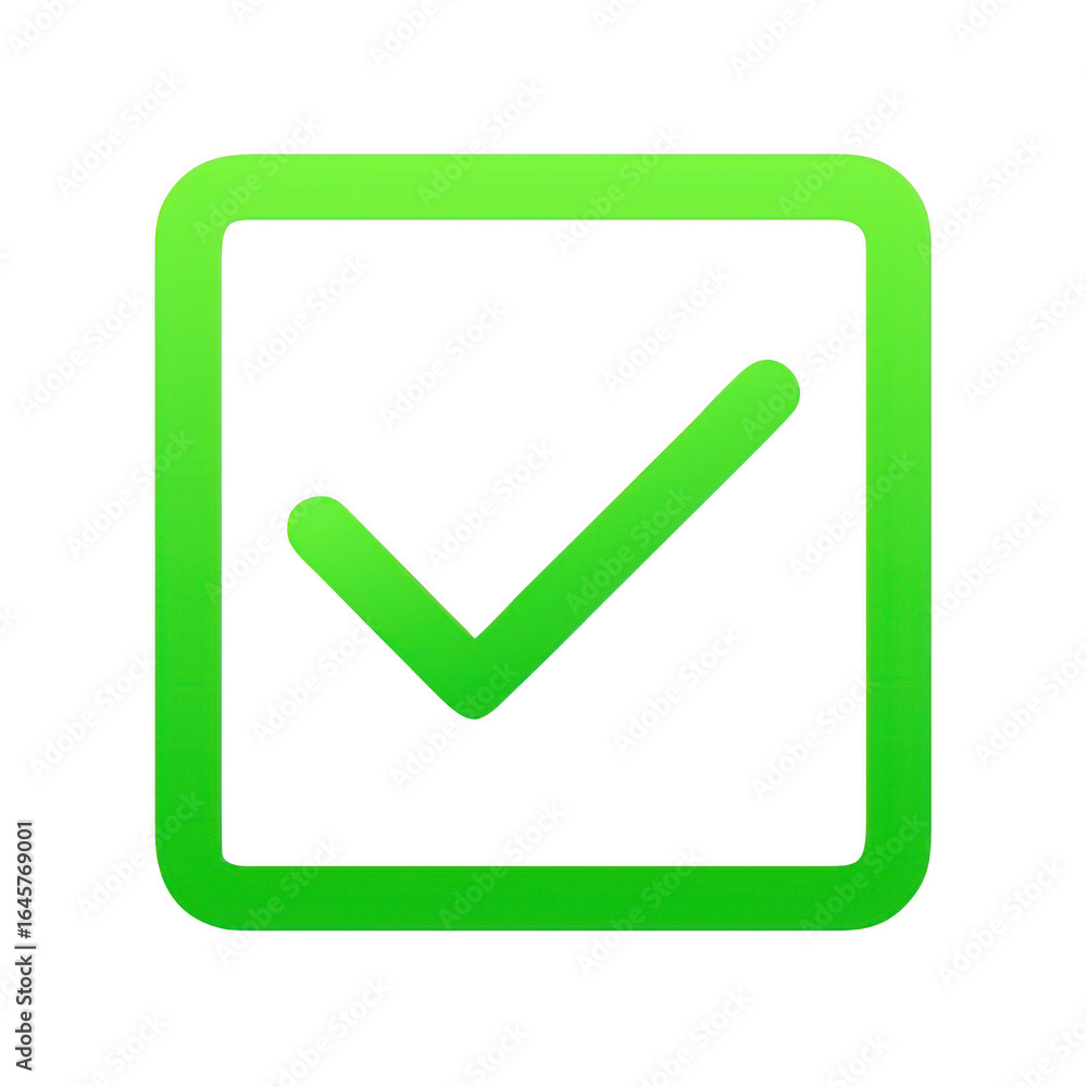 Green check mark inside a square box isolated on transparent background Green check mark inside a square box isolated on transparent background