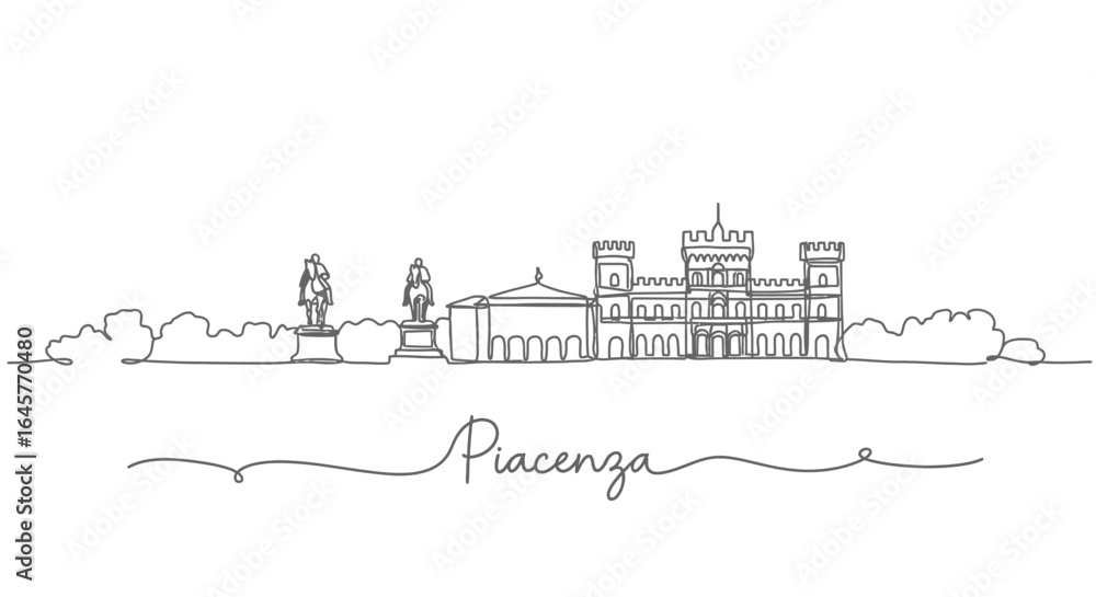 Obraz premium Piacenza Italy Skyline with Minimalist Line Art.