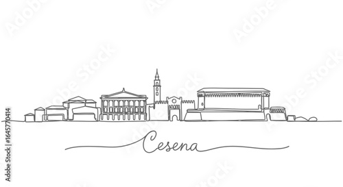 Cesena Skyline Italy Single Line Art.