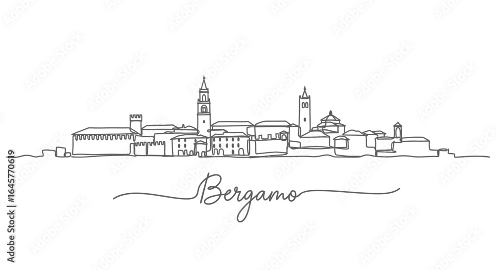 Fototapeta premium Bergamo Skyline Italy Cityscape Line Art.