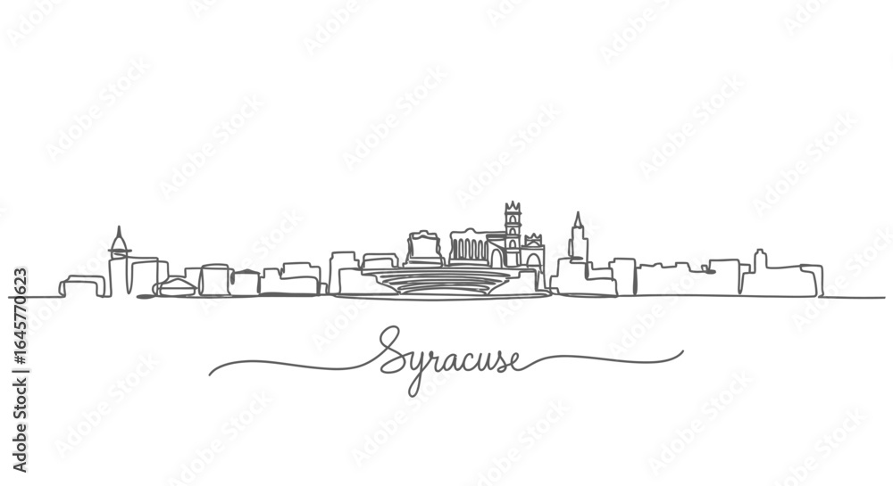 Obraz premium Syracuse skyline Line art vector Landmark.
