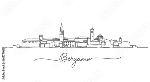 Bergamo Skyline Italy Cityscape Line Art.