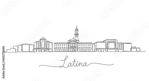 Latina with Italy Skyline Single Line Art.