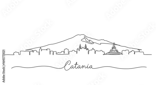 Catania Skyline Mount Etna Minimalist Vector.