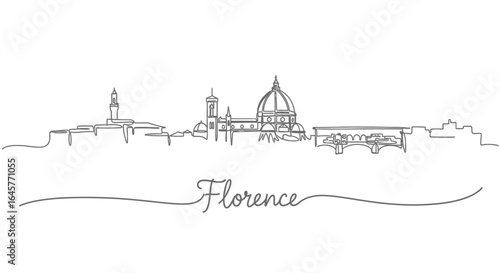 Florence skyline with Italy, Line art, and landmark.