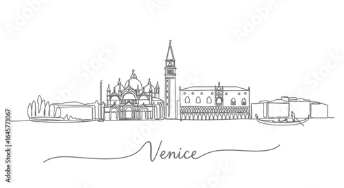 Venice Skyline Italy Line Art Travel.