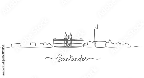 Santander Skyline Minimalist Outline Spain.