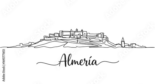 Almeria Spain line art city skyline vector.