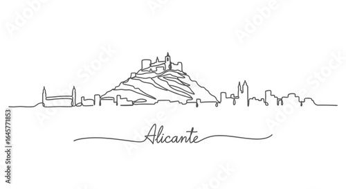 Alicante Skyline with Spain, Line Art, and Minimalist.