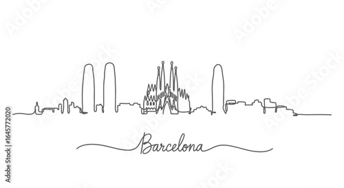 Barcelona Skyline Minimalist Illustration.