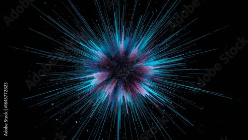 Abstract radial explosion of light and energy in cosmic space.
