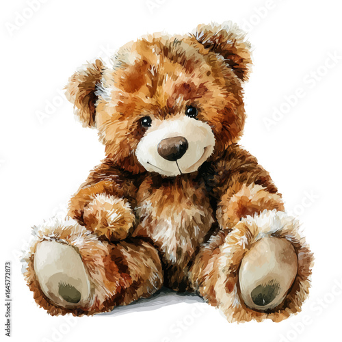 Photography A watercolor painting of Teddy Bear, vector illustration on white background