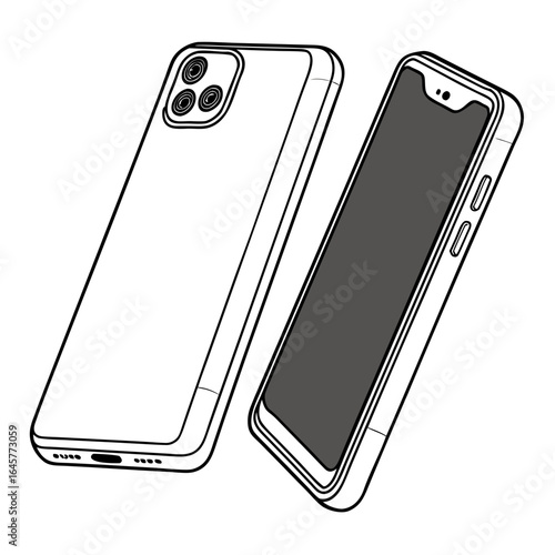 White mobile phones with cameras and screens smartphone