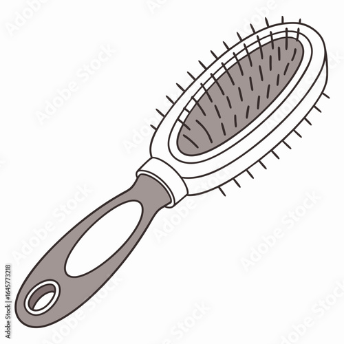 Oval hair brush with grey handle and bristles grooming