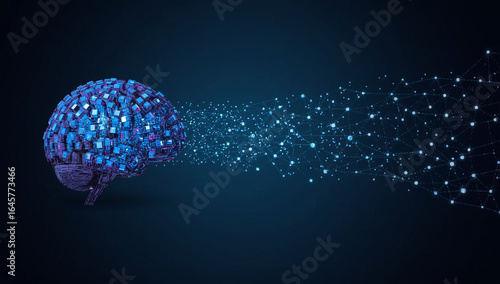 Artificial intelligence: a digital brain with connected nodes and lines.