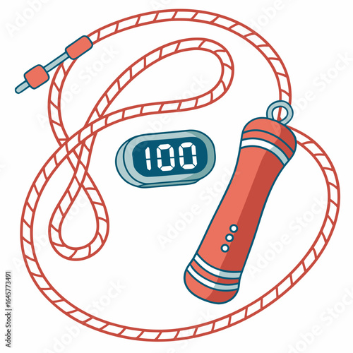 Red jump rope with digital counter skipping rope exercise