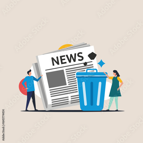 Discarding old newspapers and recycling waste for a cleaner environment and sustainable future