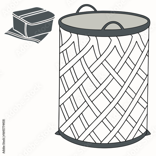 Dark gray laundry hamper with woven pattern light gray