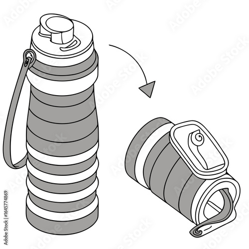Collapsible water bottle with strap reusable portable