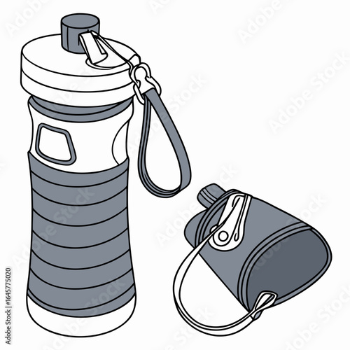 White grey collapsible water bottle reusable portable