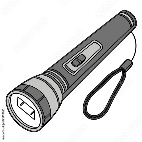 Gray flashlight with wrist strap black portable light