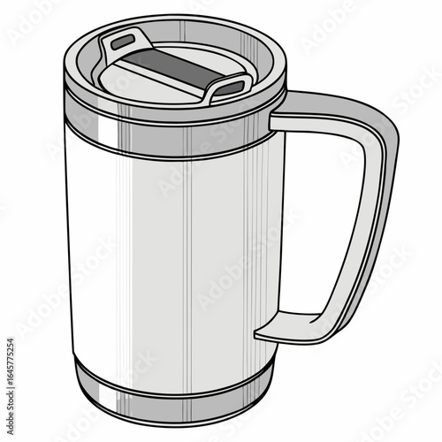Silver insulated travel mug with handle stainless steel