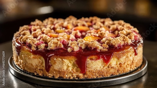 Wallpaper Mural Delicious Fruit Cake with Tasty Crumble Topping and Berry Sauce Torontodigital.ca