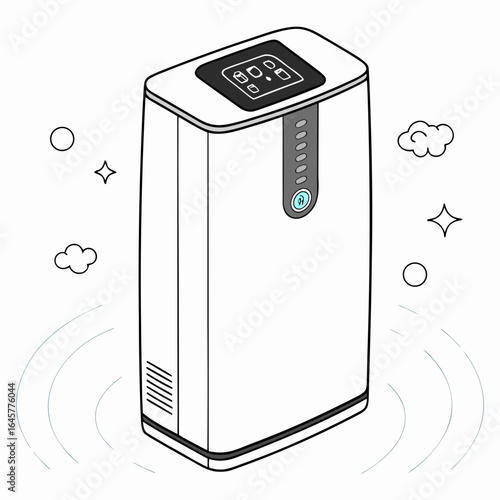 White air purifier with touch control and indicator lights