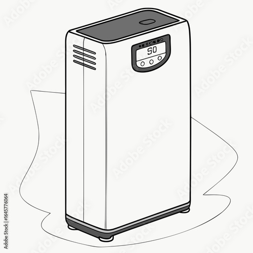 White air purifier with digital display and touch controls