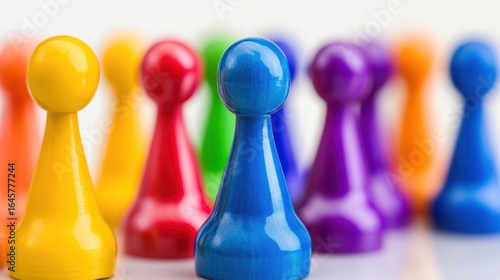 Colorful Game Pieces with Bright Background for Board Game Concept