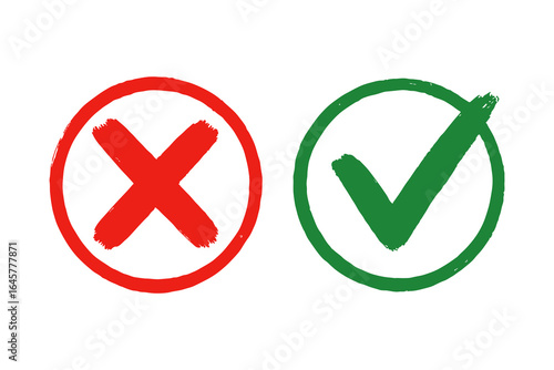 Red x and green check mark symbols for wrong and right choices